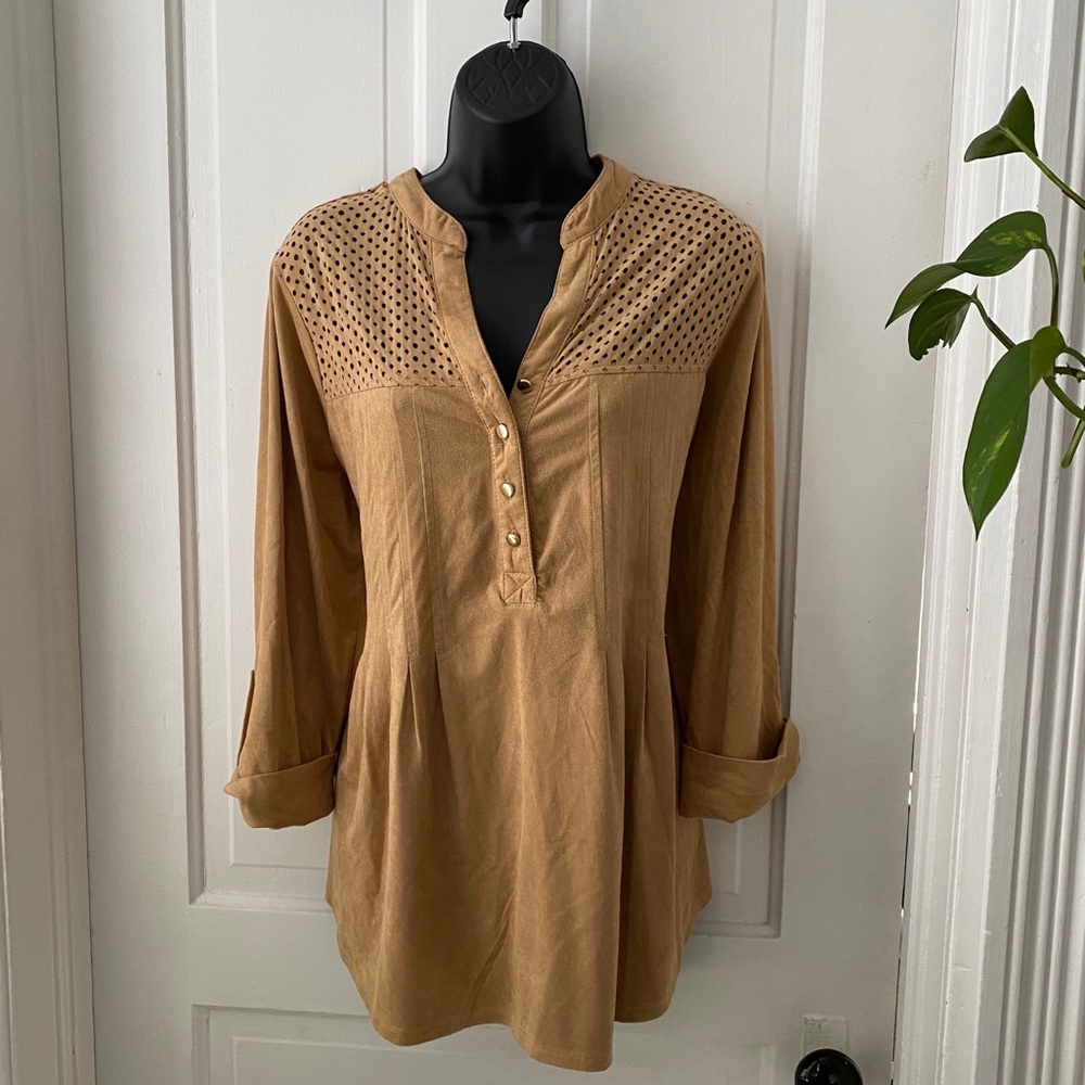 Neutral Suede Blouse